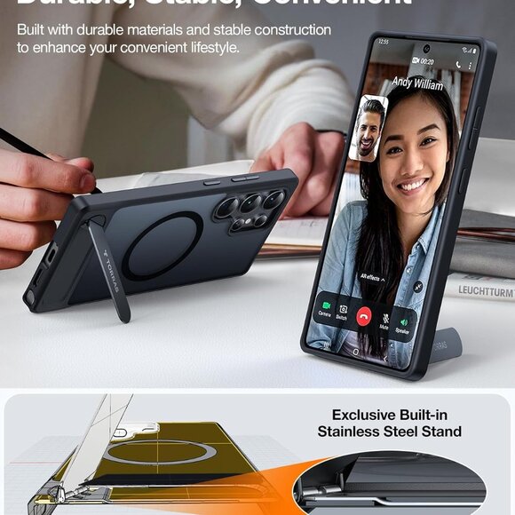 Samsung Galaxy S25 Ultra Case MagSafe Kickstand Magnetic Seamless Stand-Black - Picture 6 of 11